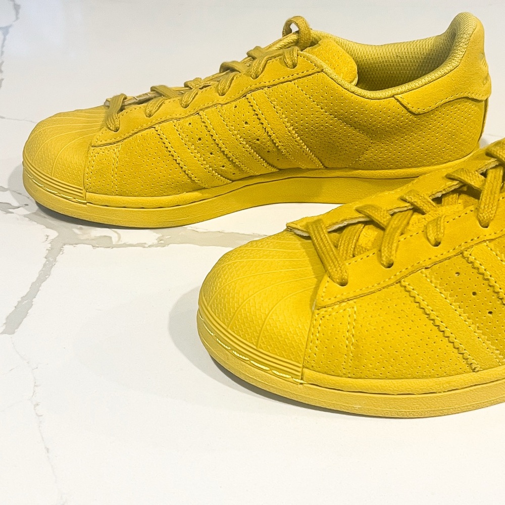 Adidas Superstar Shell Toe Yellow Sneaker Mens Sz 5.5 - Picture 10 of 16